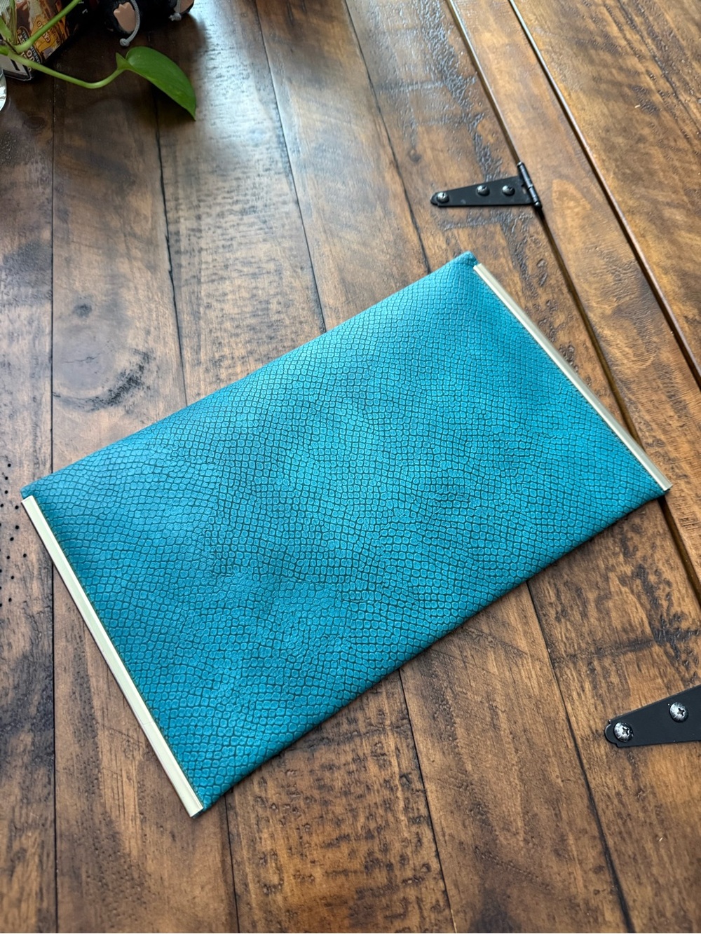 ASOS Turquoise Envelope Clutch with Gold Accents - Picture 2 of 5